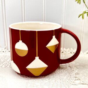 Starbucks 2012 Christmas Holiday Mug 12 oz Bone China Red Ornament Design